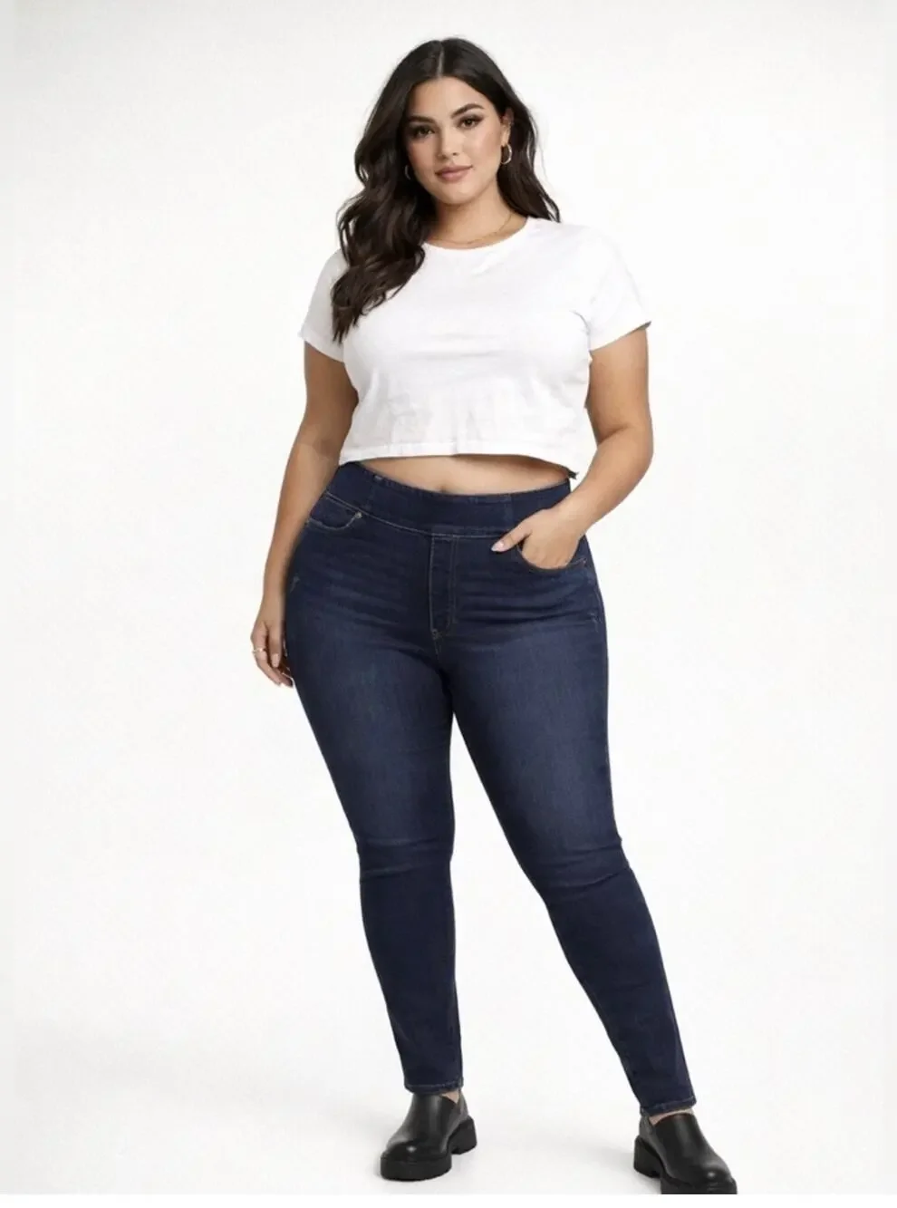 SPANX Signature Waist Skinny Jeans Women’s 32 Kirby Denim Back Zip 29” Inseam